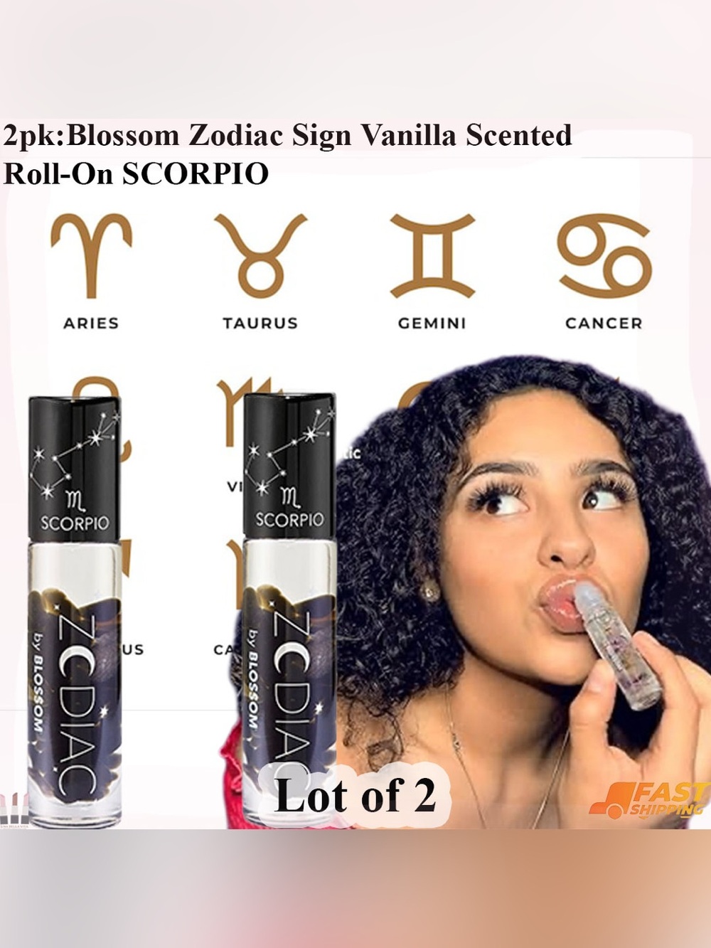 ZC Zodiac Vanilla Scented Roll-On Lip Gloss - Scorpio (Lot of 2)